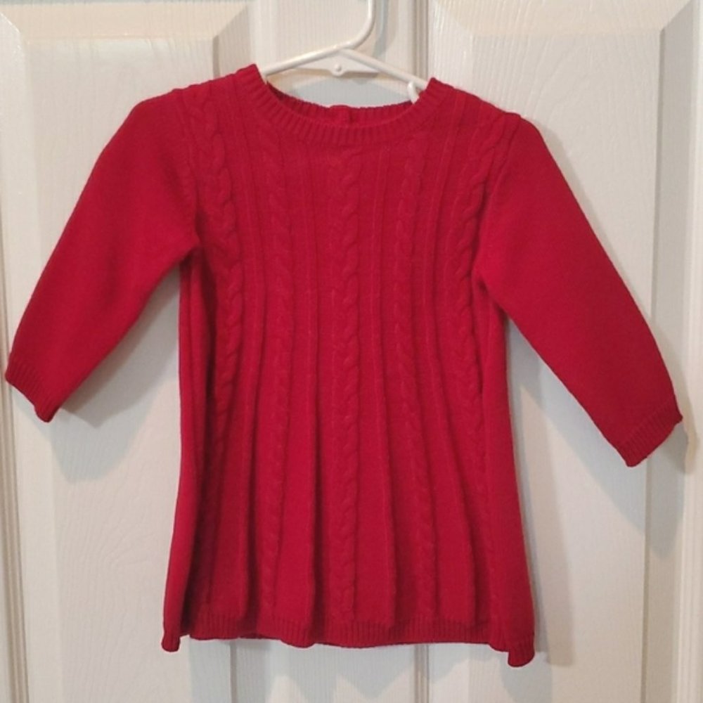 Gymboree Baby Girl 6-12 Months Deep Red Cable Sweater Dress